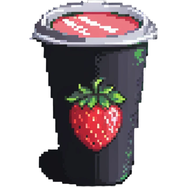 strawberry green tea in a to-go cup pixel art emoji