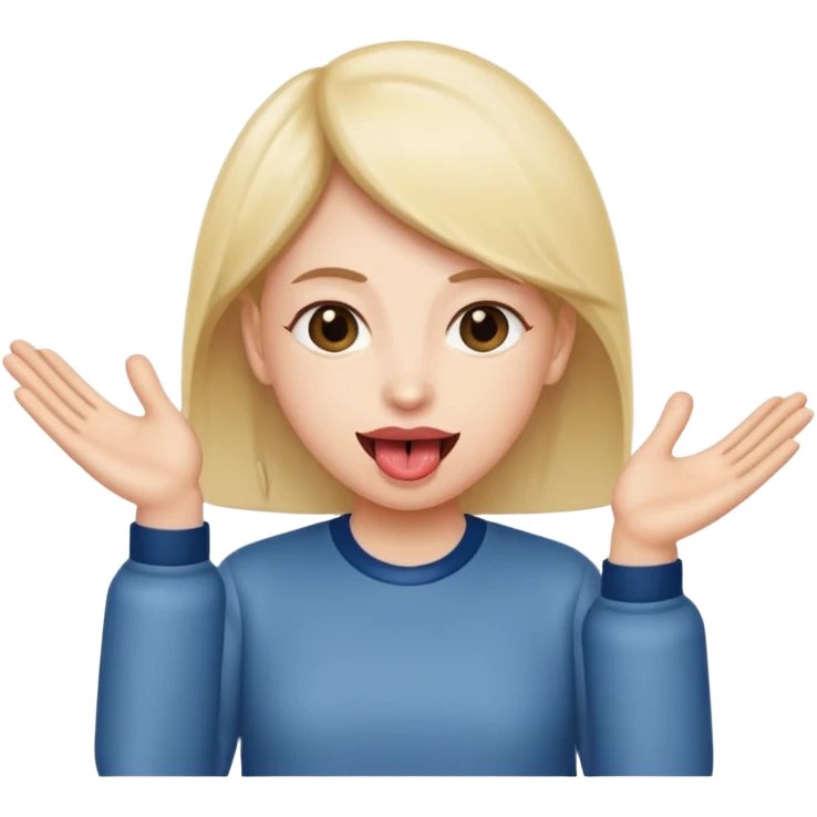 Tongue out with hands to the side ￼ emoji
