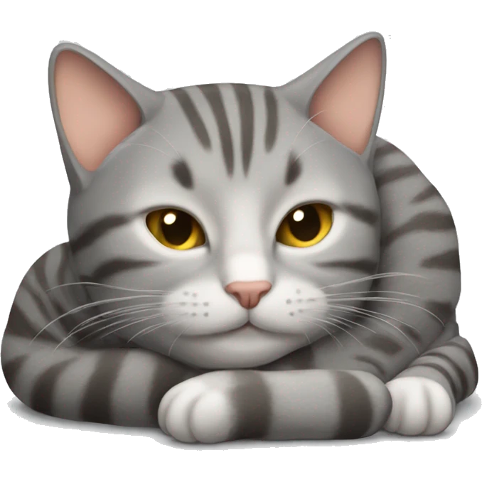 cat sleeping gray tabby emoji