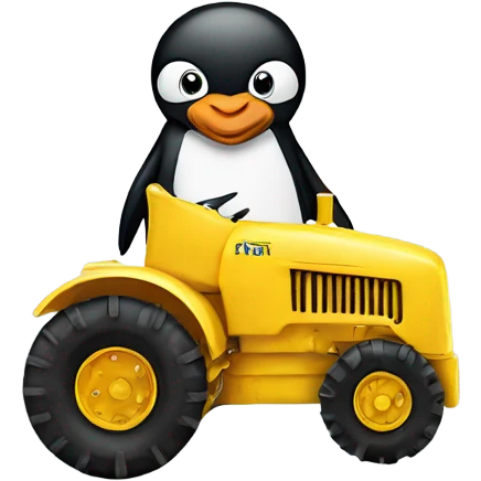 Penguin on a tractor emoji