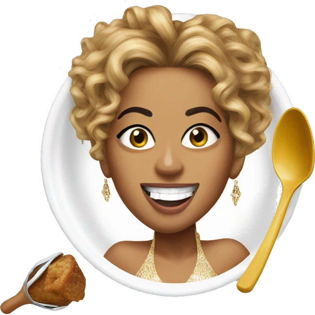 Beyonces eating a comically large spoon emoji