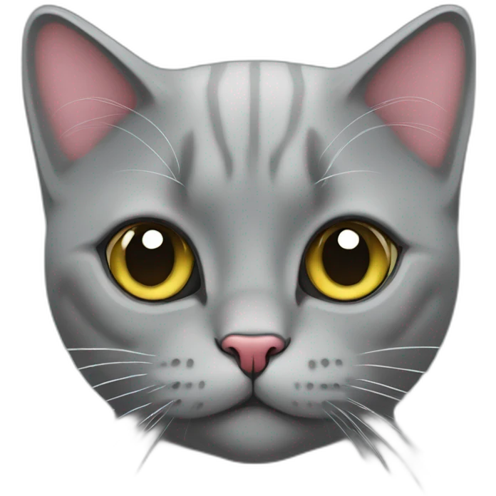 Grey British cat with a heart emoji