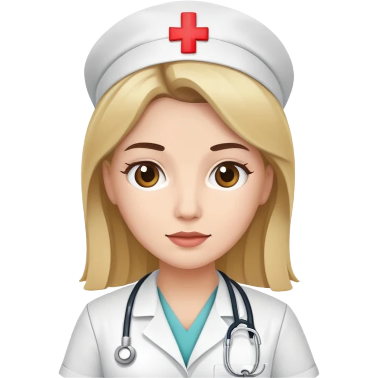 nurse with white skin and brown hair gradated with blonde emoji