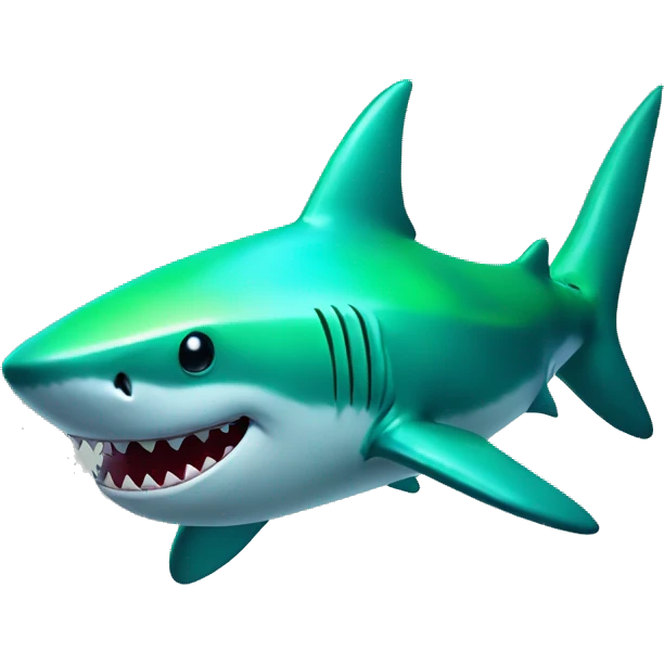 Holographic Shark with a green top hat emoji