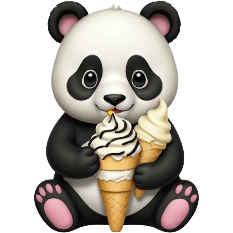 Panda eating ice cream emoji