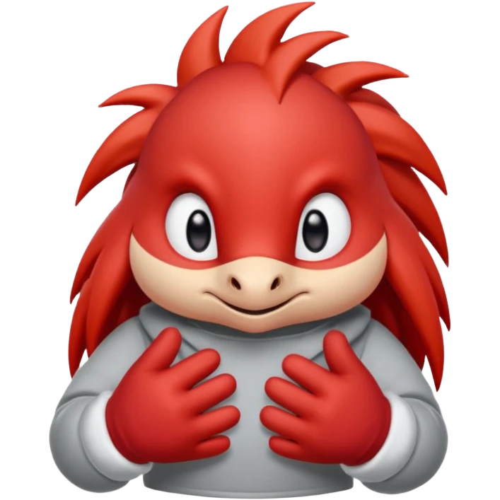 knuckles a red animal with peach arms and white mittens that have no fingers , he’s a echidna with red eyes emoji