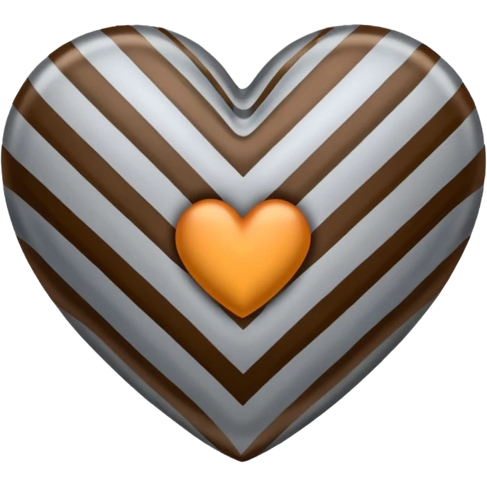 Gray Brown satin heart like zebra style emoji
