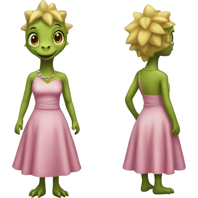 dino in a dress emoji