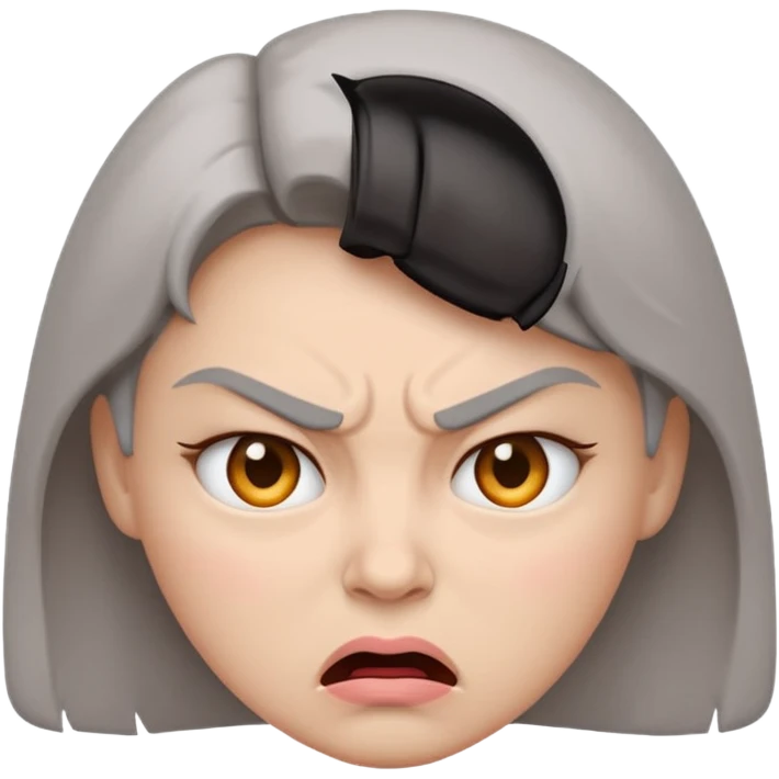 minimal flat emoji of an angry face,
slightly furrowed eyebrows,
tight lips but not angry,
emotion restrained and subtle,
soft pastel warm-gray tones,
emotional but calm design,
modern female health app style,
transparent background,
vector illustration
 emoji