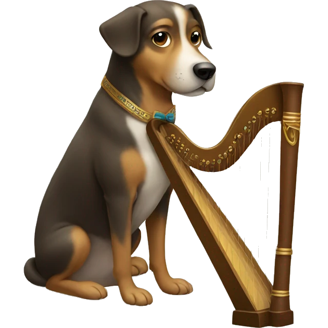 Dog playing harp emoji