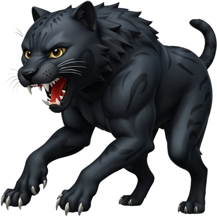 A black panther killing a wolf emoji