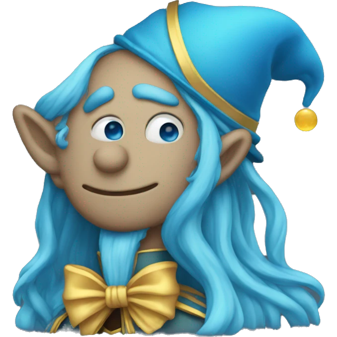 magician with long blue hair covering his eyes emoji