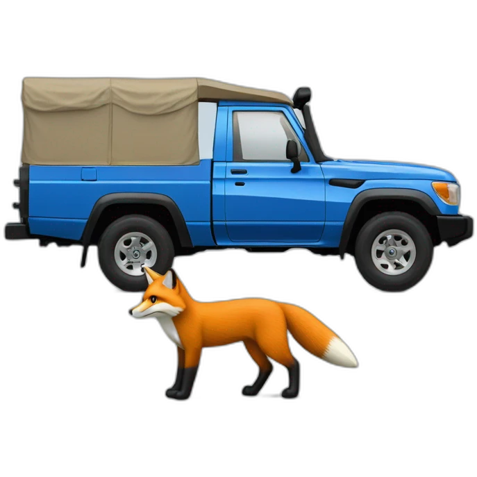 Fox driving a blue toyota landcruiser 70series emoji