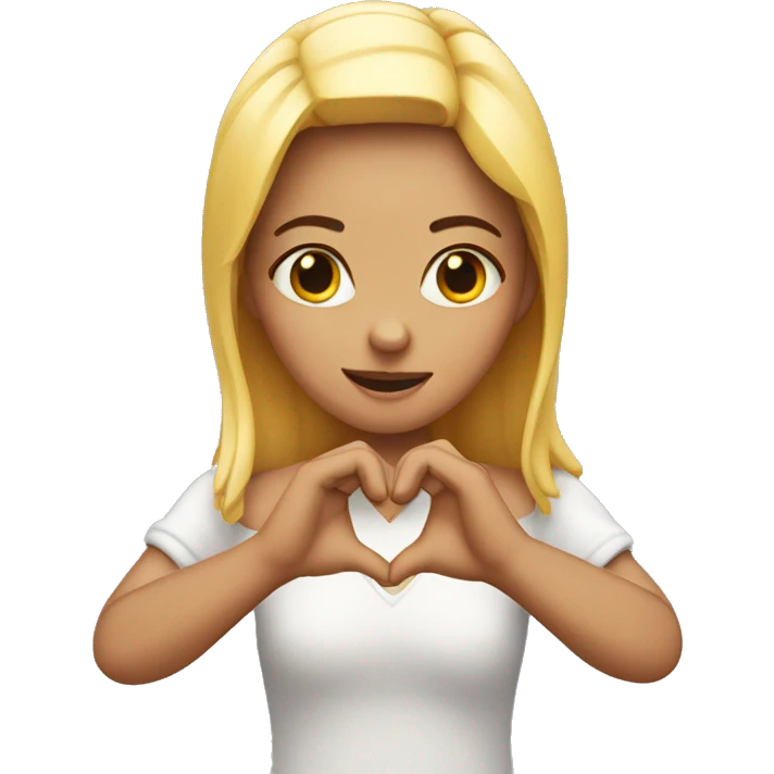 girl making love heart with hands emoji