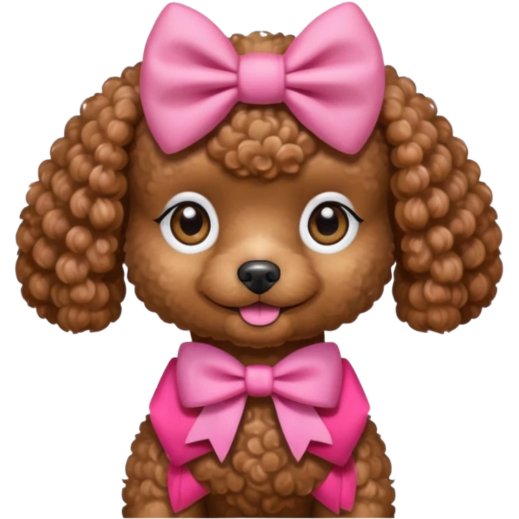 Brown toy poodle with pink bow emoji