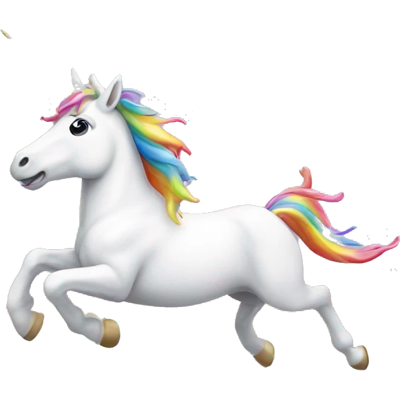 unicorn running on rainbow emoji