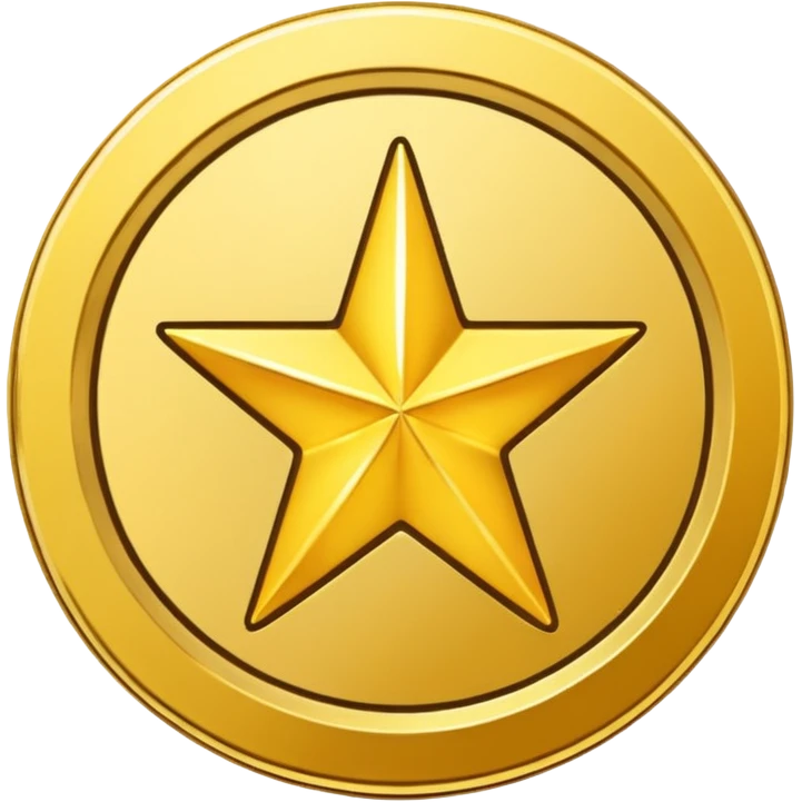 Gold star coin emoji in a circle emoji