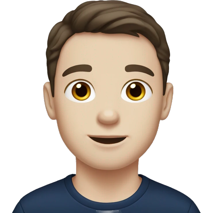 pale brunette boy with dark brown hair and freckles in navy top emoji