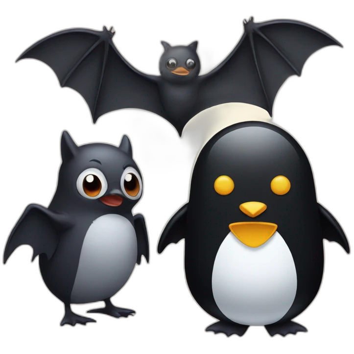 Bat and a penguin emoji