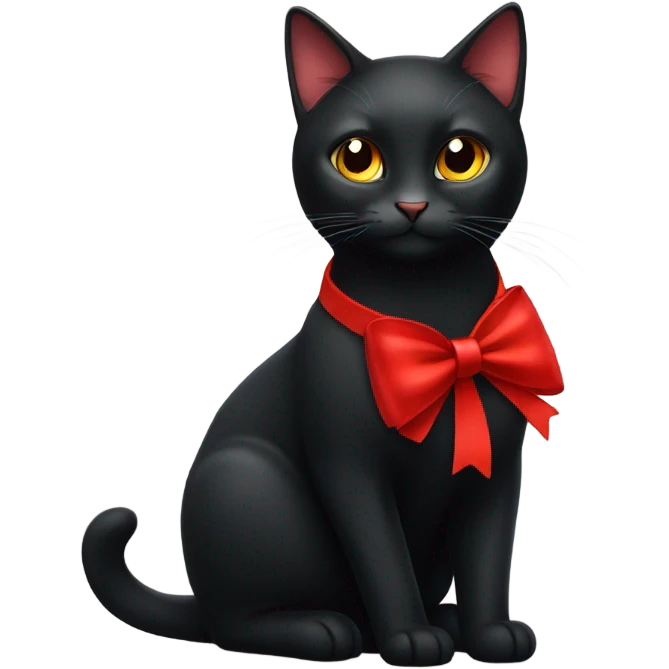 black cat with red bow emoji