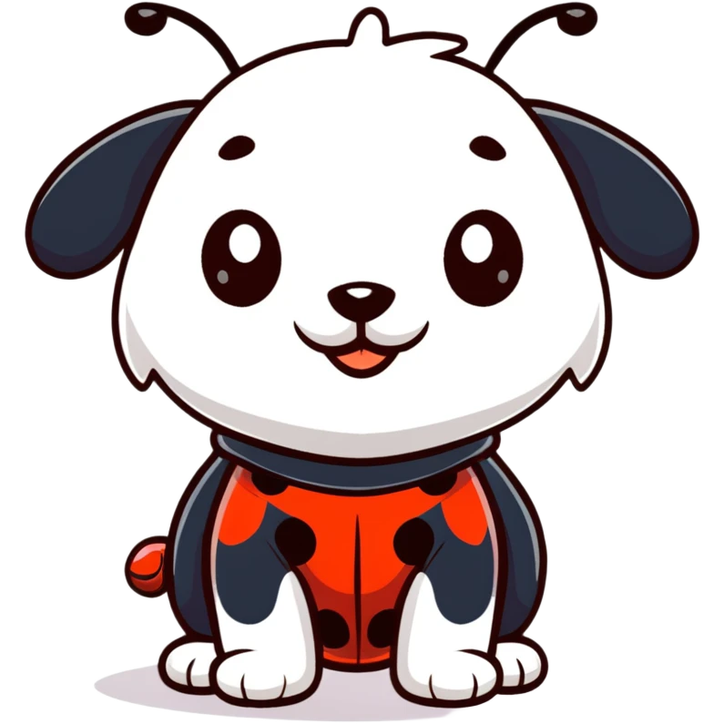 cute puppy in a ladybug costume emoji