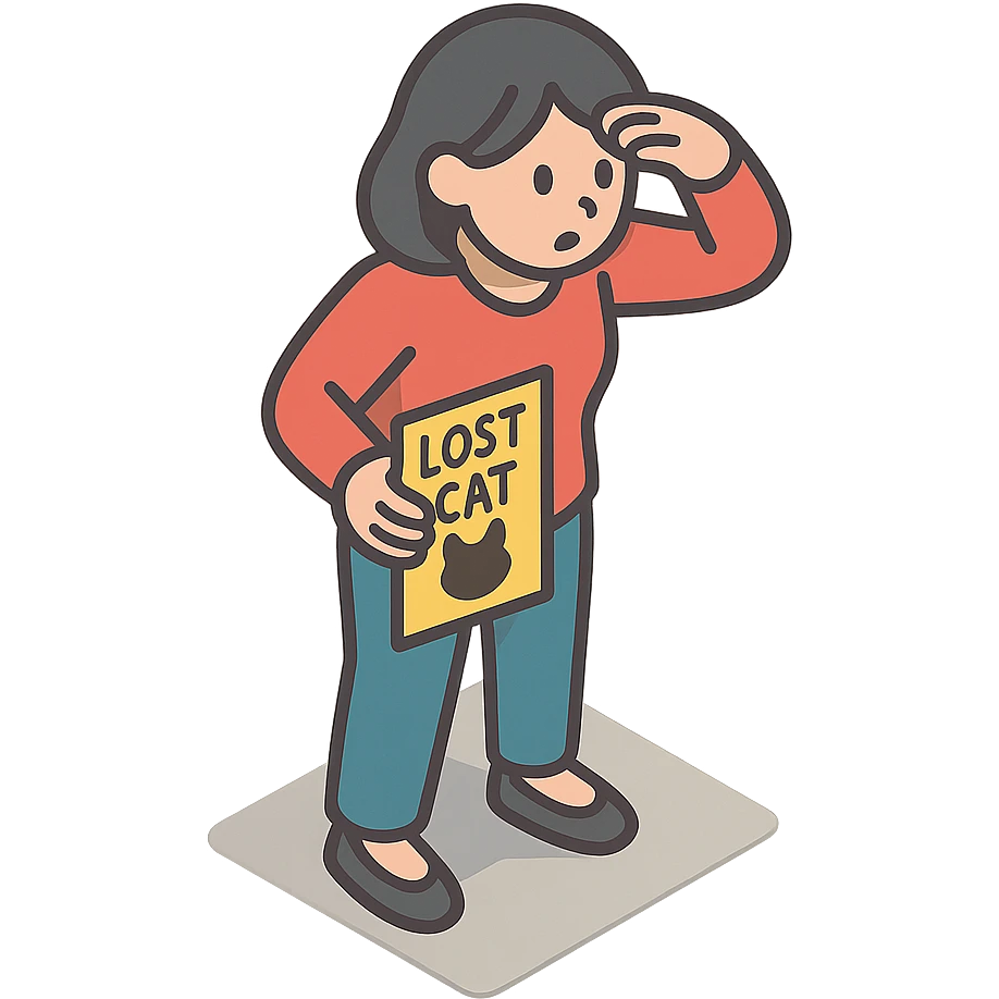 женщина ищет кошку которая пропала emoji