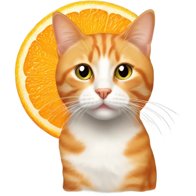 Orange tabby cat with orange slice around neck emoji