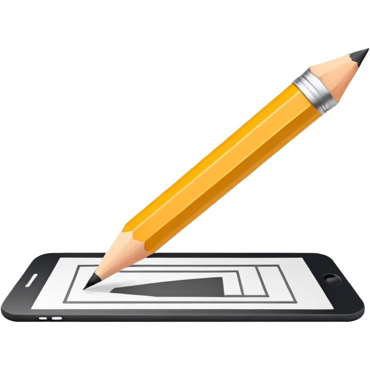 Minimalistic flat vector icon, iOS style, thin black contour on white background. Pencil with sketch lines on paper. No text, no shadows. emoji