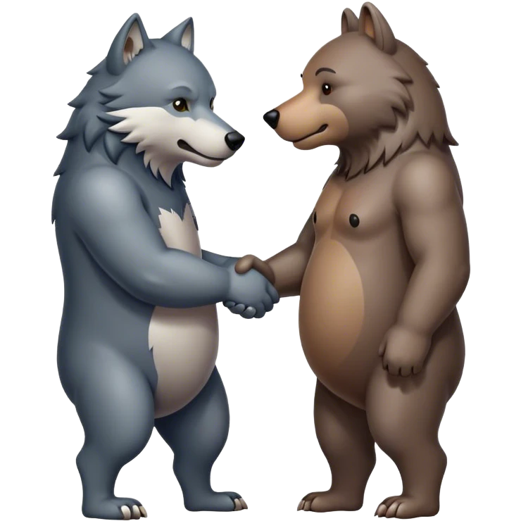 Wolf and Bear shake hands emoji