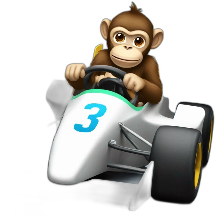 monkey driving a formula one car emoji