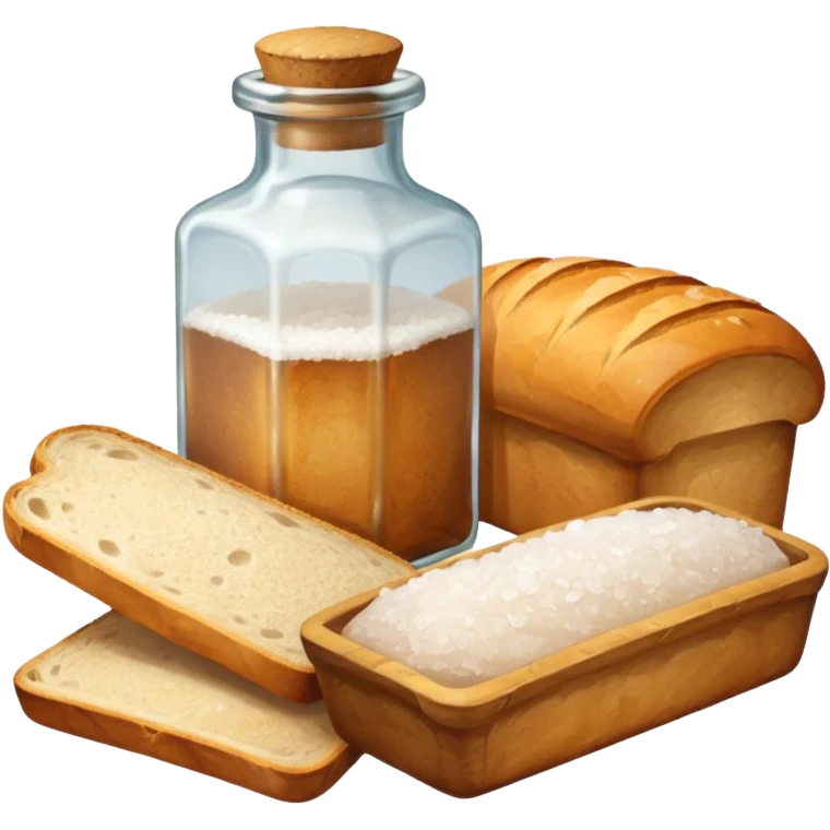 a one victorian bottle of salt and a loaf of bread emoji