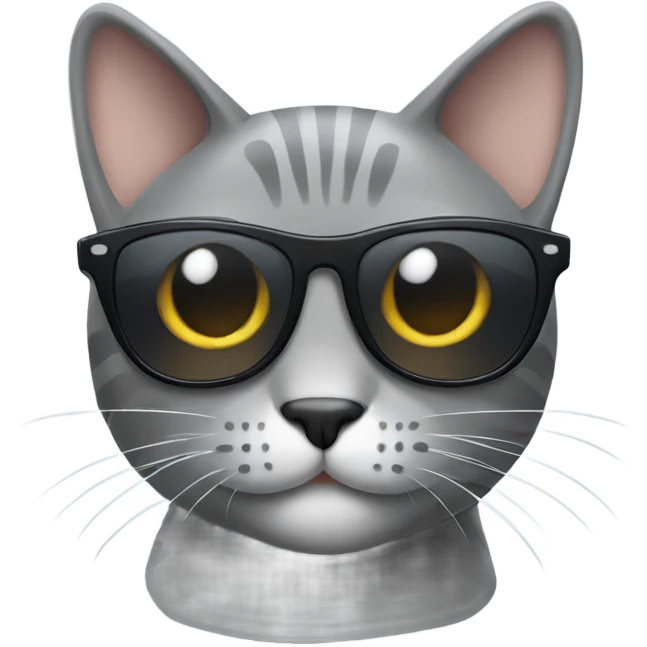 Grey cat with sunglasses smiling emoji
