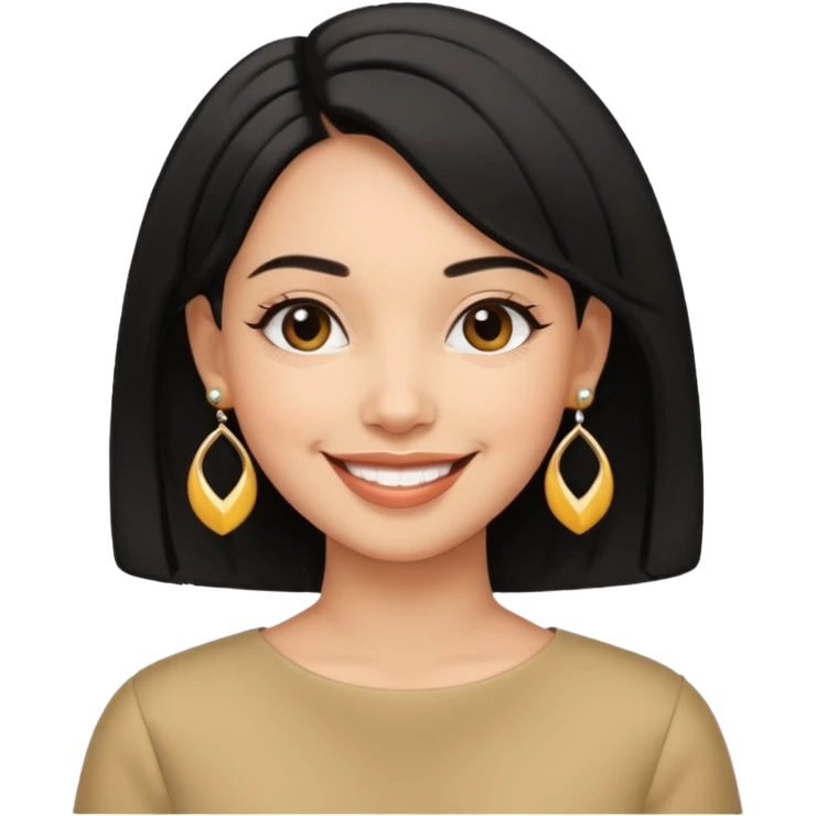 kardashaian sister with bob black hairstyle and big designed earrings emoji