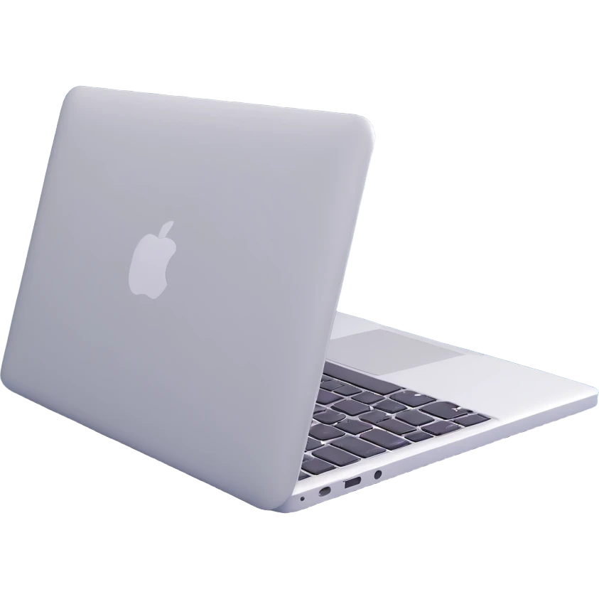 3D illustrated cartoon of a MacBook, simple style, high detail, smooth and concise rendering emoji