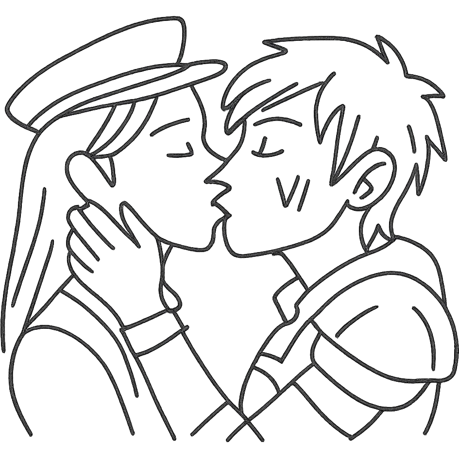 Caitlyn and Vi from League of Legends kissing each other emoji