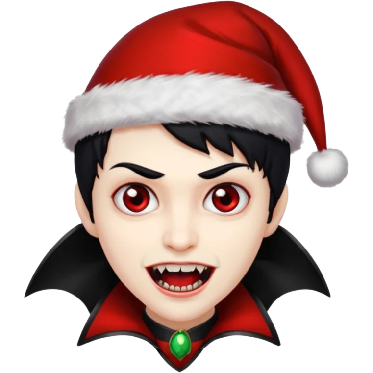 Vampire ,Fangs , cHristmas hat ,black hair emoji