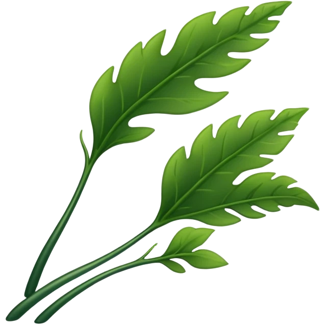 2-3 long leaves simple design green seaweed emoji