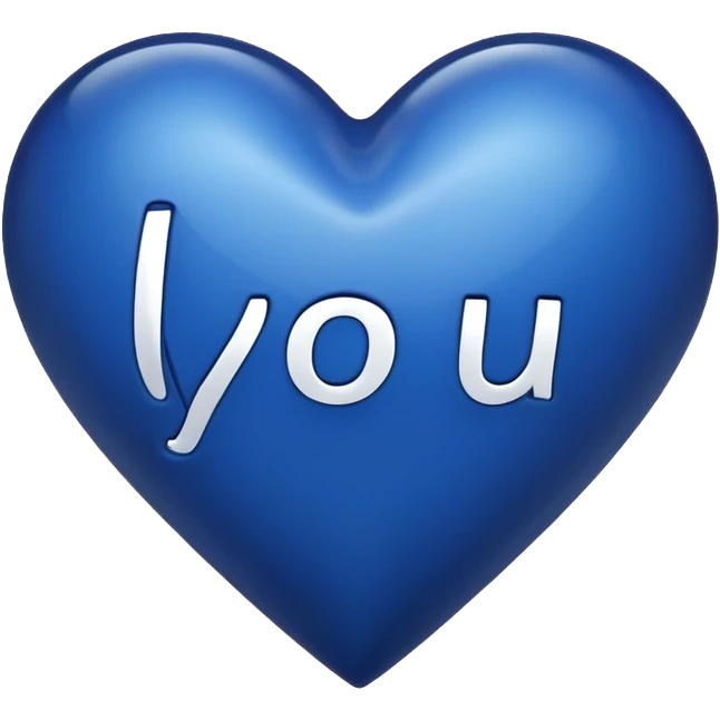 Dark blue heart with the words I Love You Ry emoji