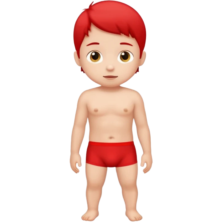 Cute Child without shirt, red underwear emoji