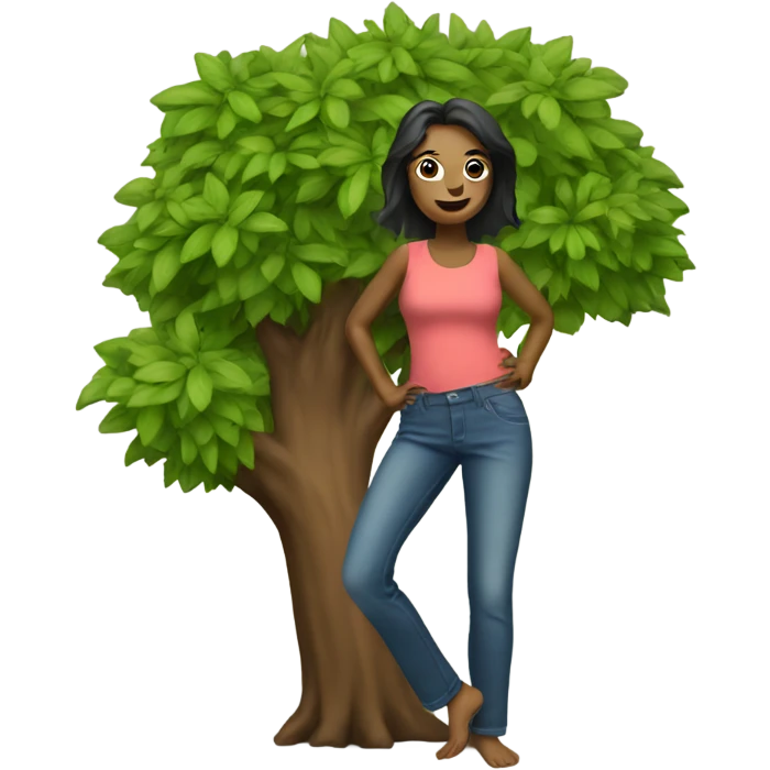 woman tree in pants emoji