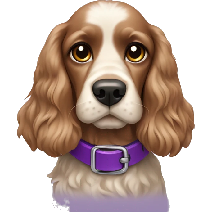 Cocker Spaniel with a purple collar emoji