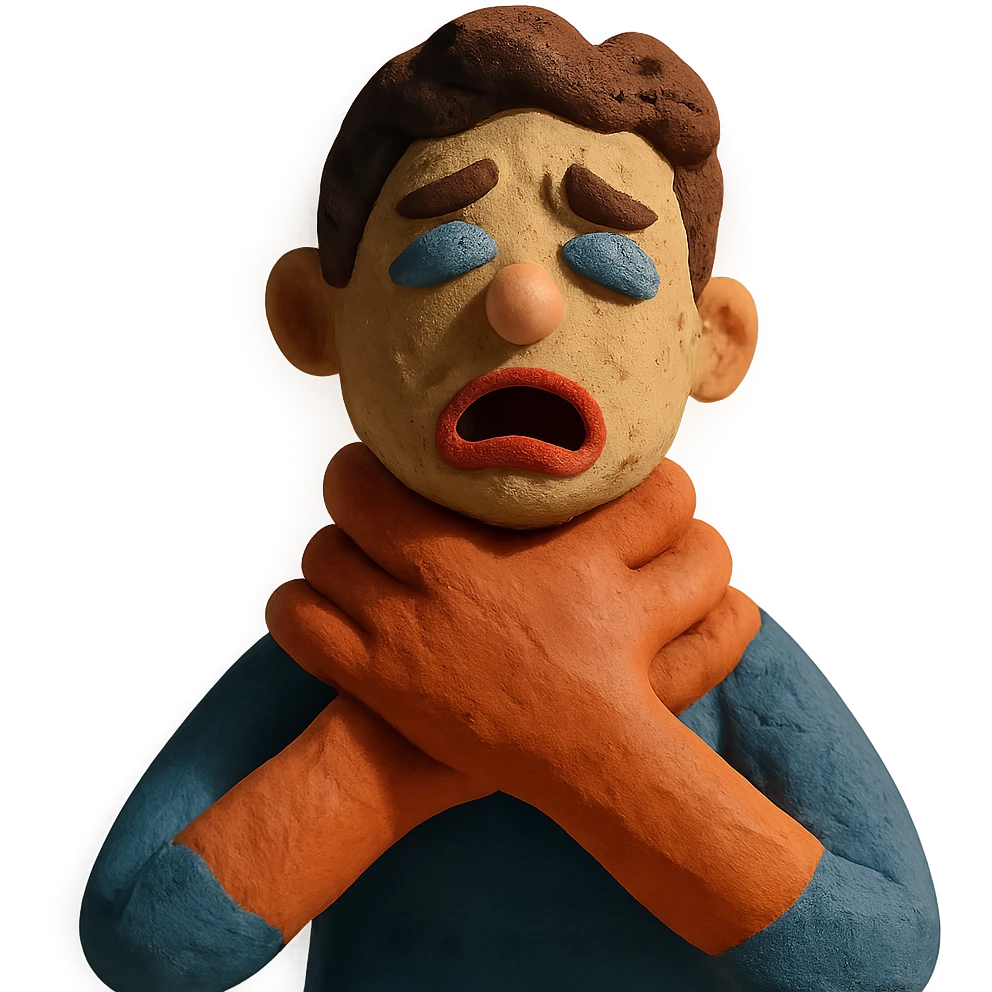 claymation style hands around throat emoji