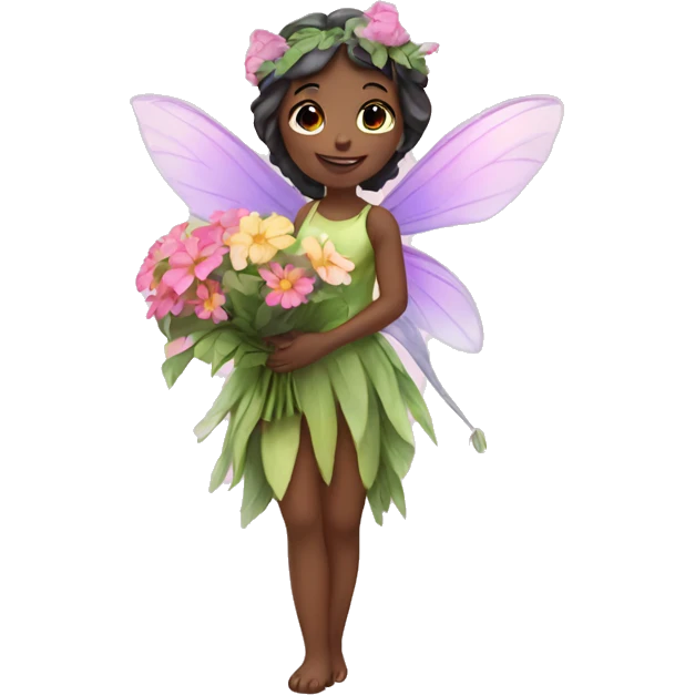 Flower fairy holding flower bouquet  emoji