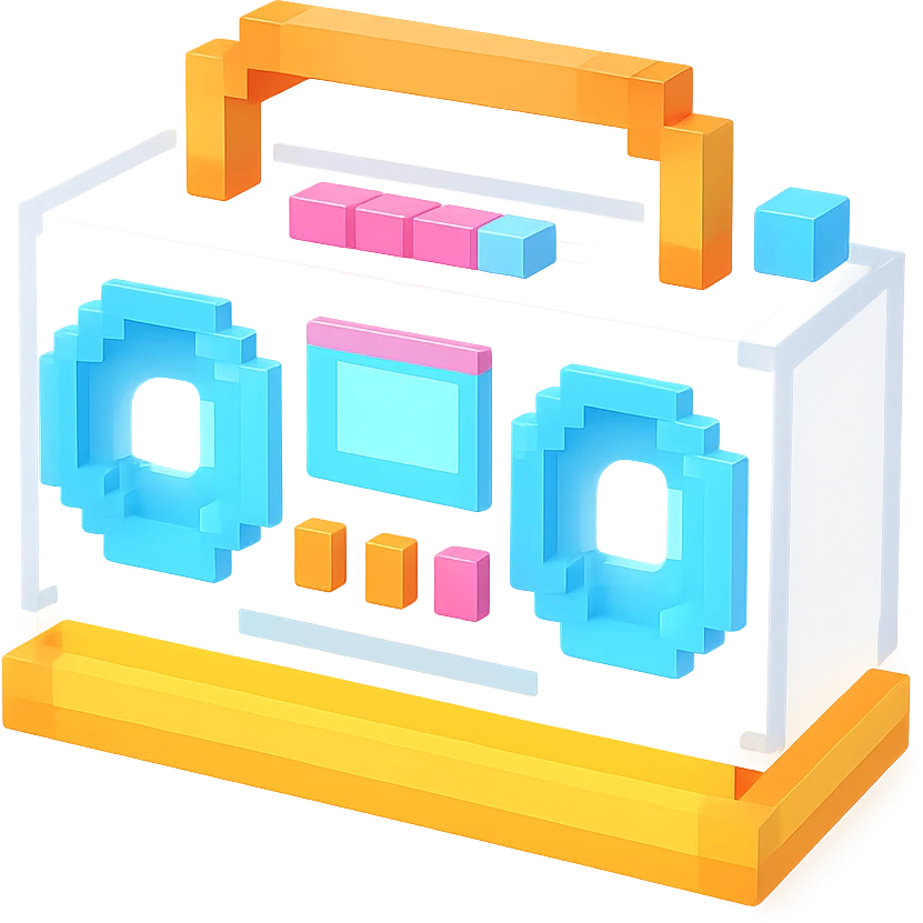 сделай белый святящейся бумбокс, no background emoji