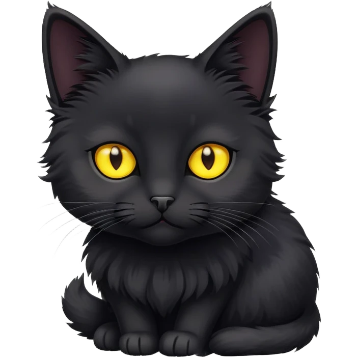small black cat with yellow eyes emoji