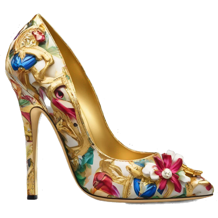 Dolce and Gabbana high heels with colourful print and golden detais  emoji