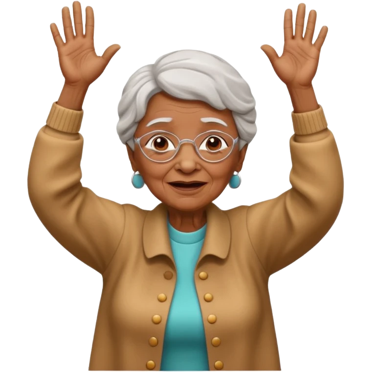 Old lady hands up raise the roof dancing  emoji