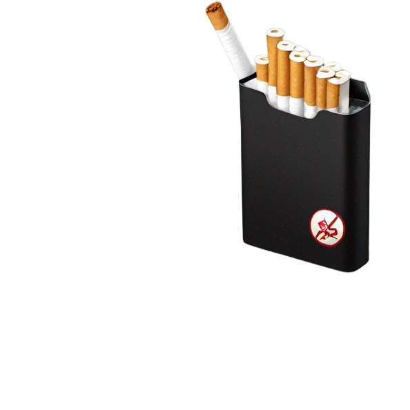 pack of cigarettes black container, blast brand text blast emoji