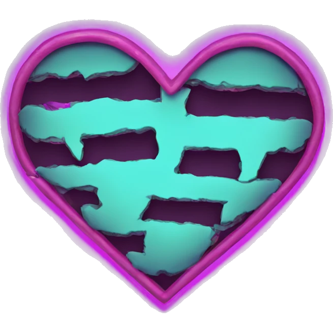 neon broken heart emoji