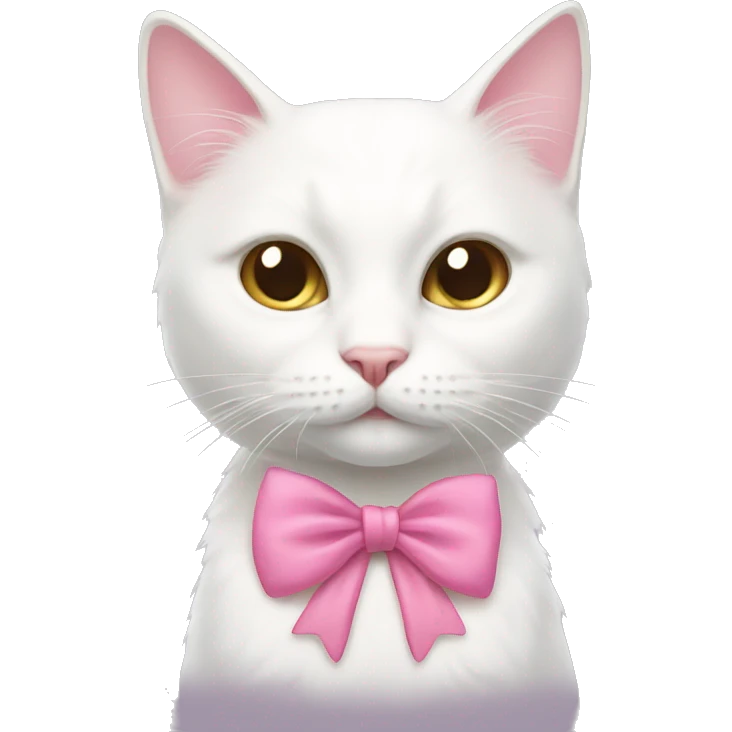 White cat with pink bow  emoji